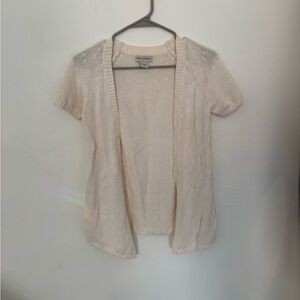 Cream Short Sleeve Open Cardigan